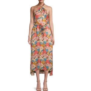 REISS Electra Leaf Print Satin Midi Dress NWT Size 10